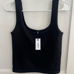 J.o & co black ribbed black tee.